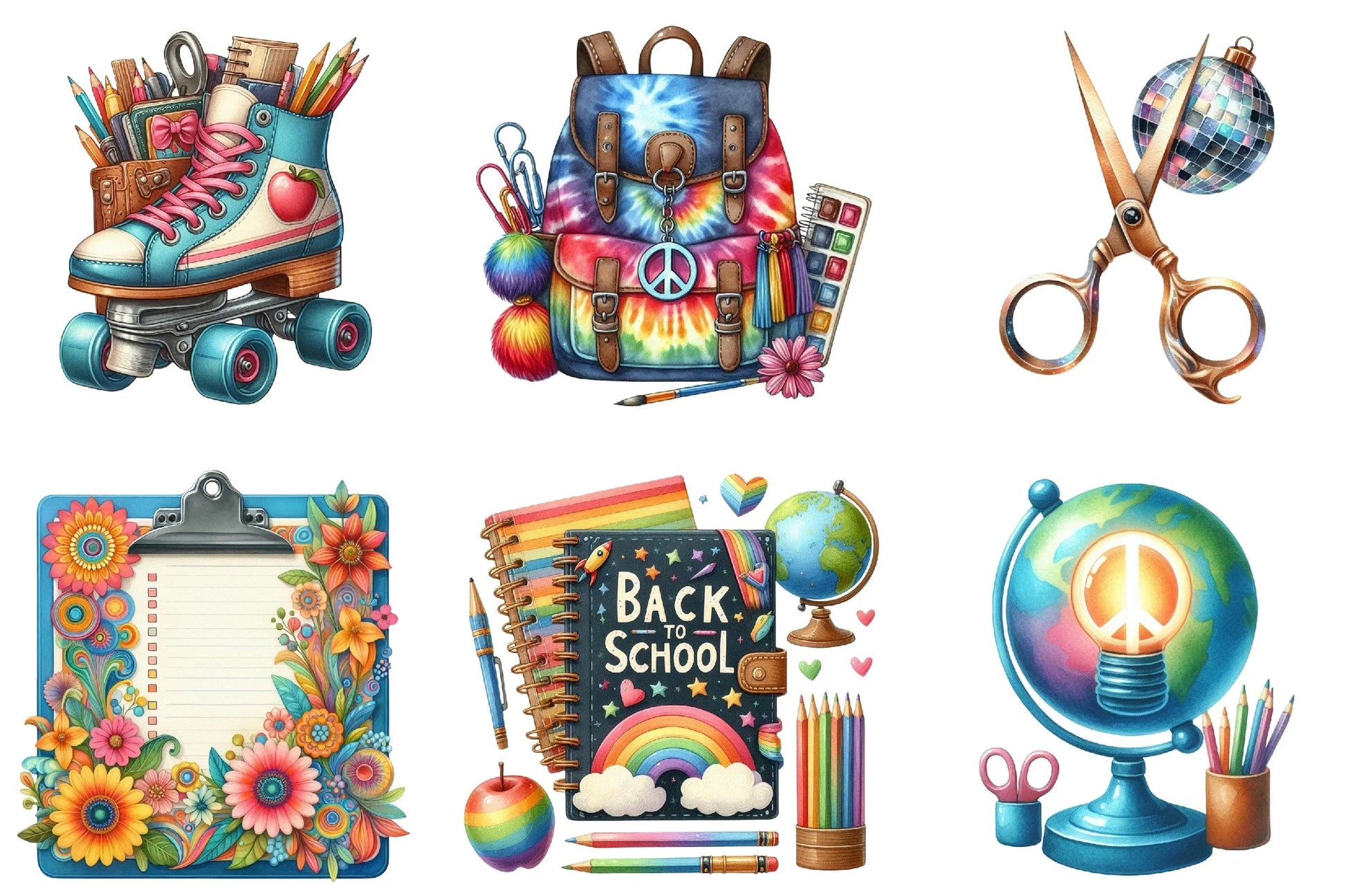 Groovy School Clipart Bundle - CraftNest - Digital Crafting and Art