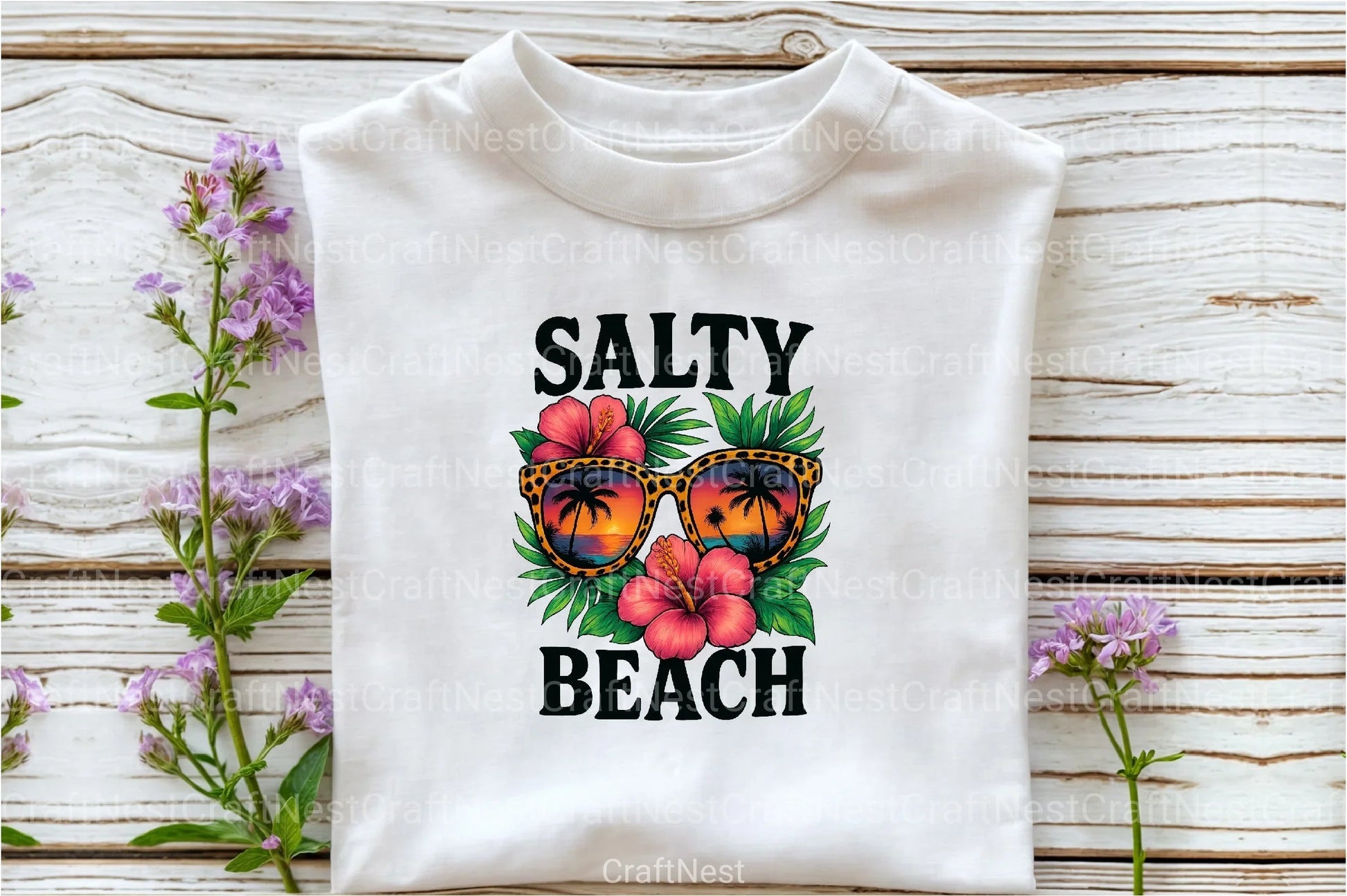 Salty Beach Summer Flowers Clipart Bundle - CraftNest - Digital Crafting and Art