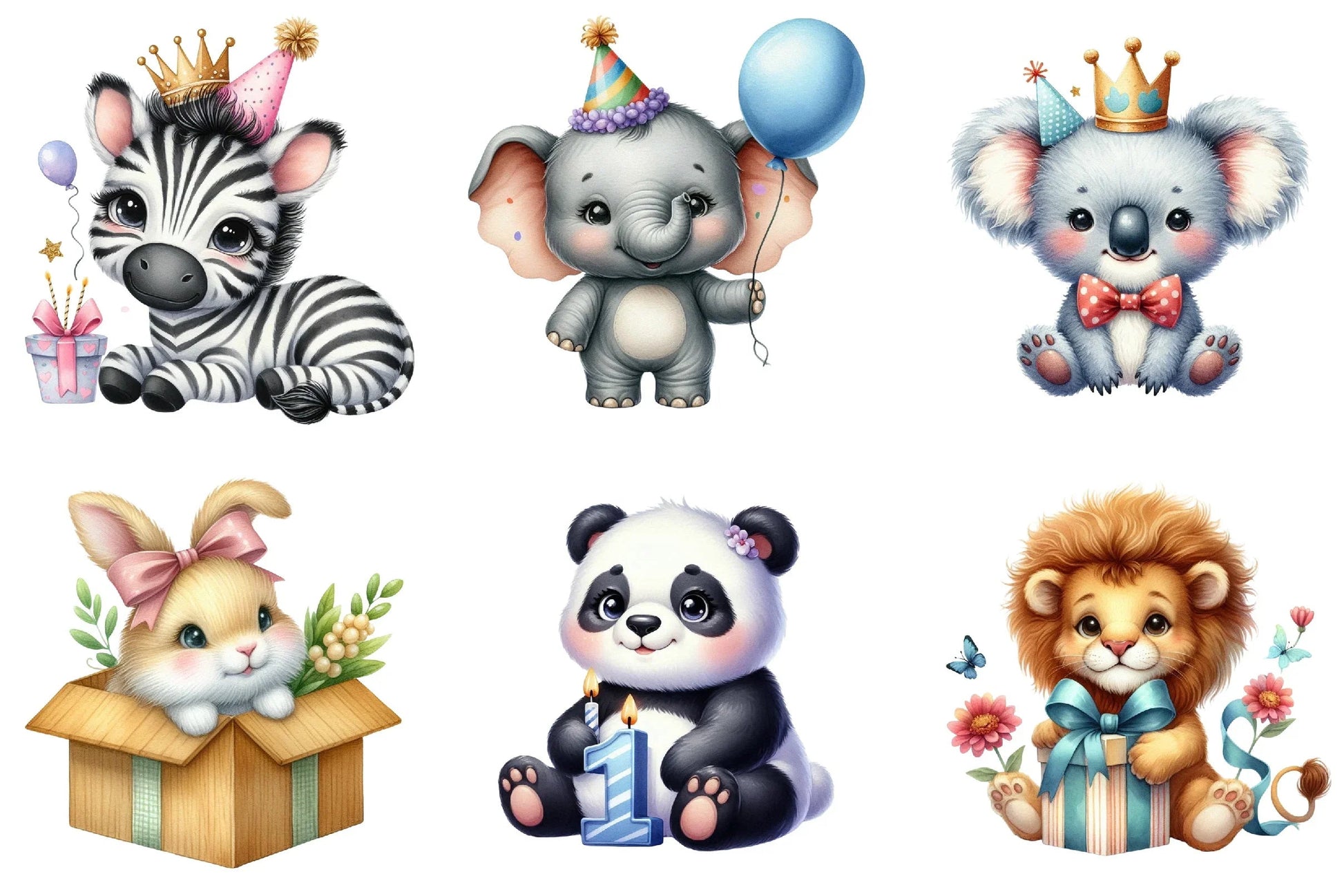 Birthday Baby Animal Clipart Bundle - CraftNest - Digital Crafting and Art