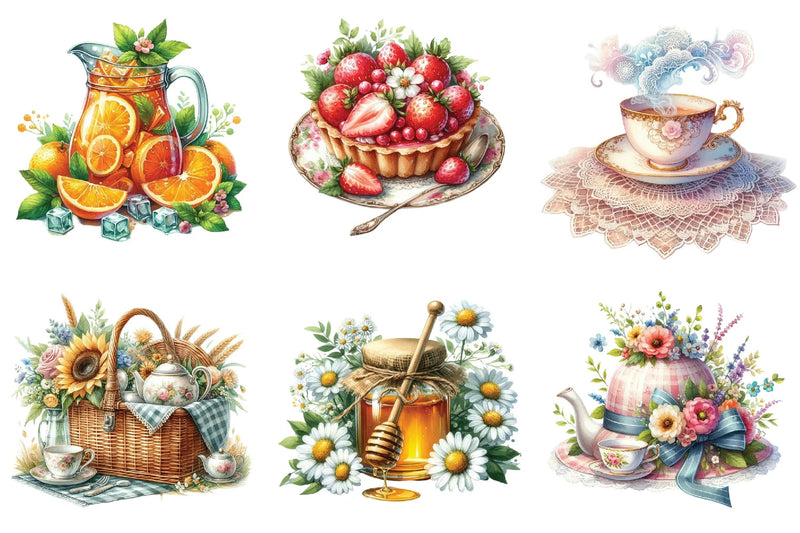 Summer Tea Party Clipart Bundle - CraftNest - Digital Crafting and Art