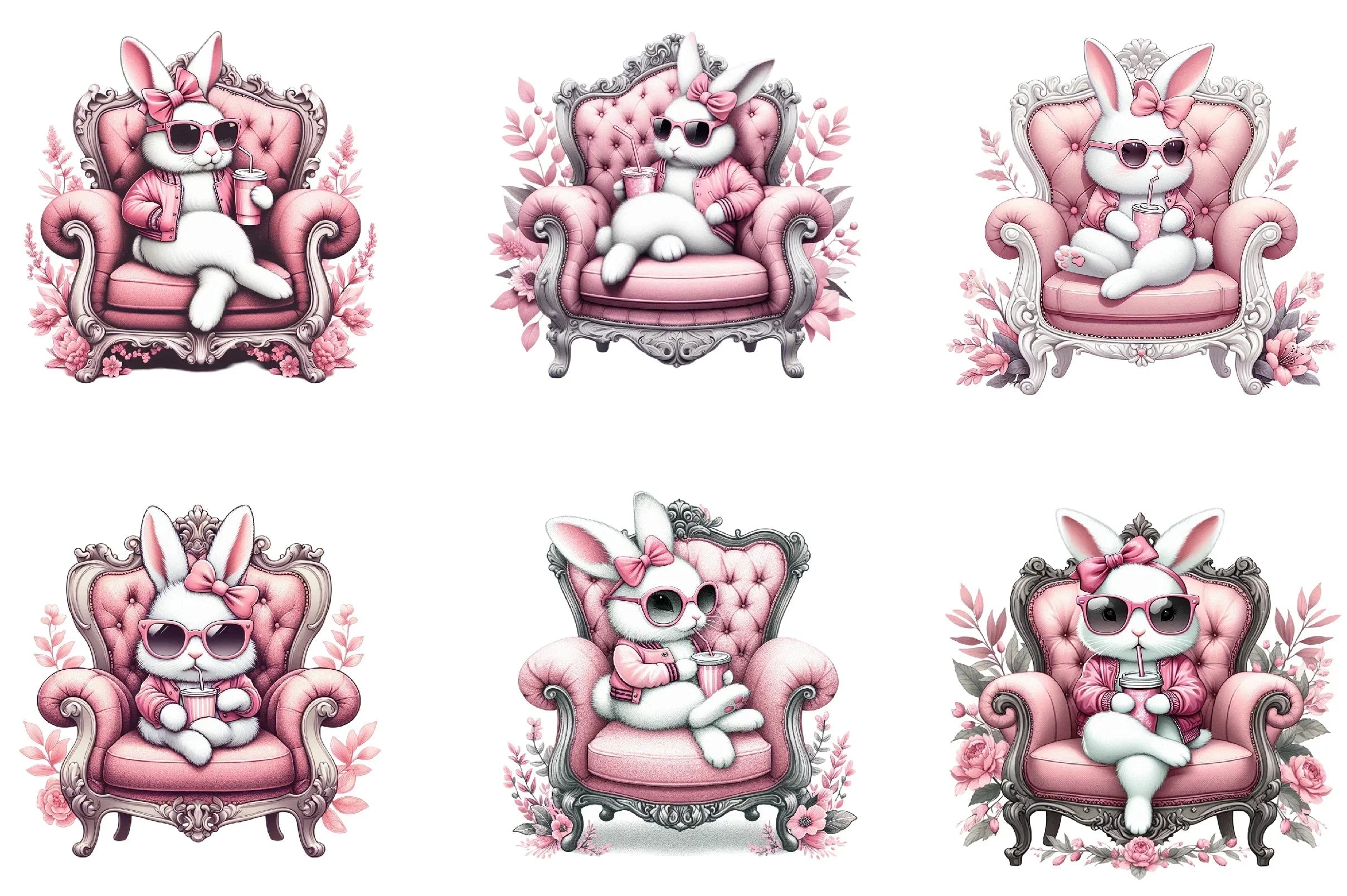 Bunny Luxurious Throne Clipart Bundle - CraftNest - Digital Crafting and Art