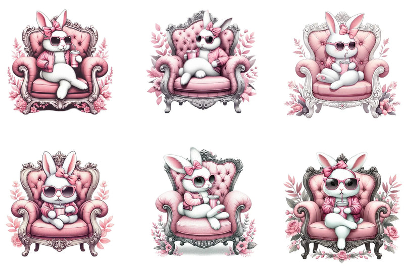 Bunny Luxurious Throne Clipart Bundle - CraftNest - Digital Crafting and Art