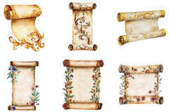 Vintage Medieval Scroll Clipart Bundle - CraftNest - Digital Crafting and Art
