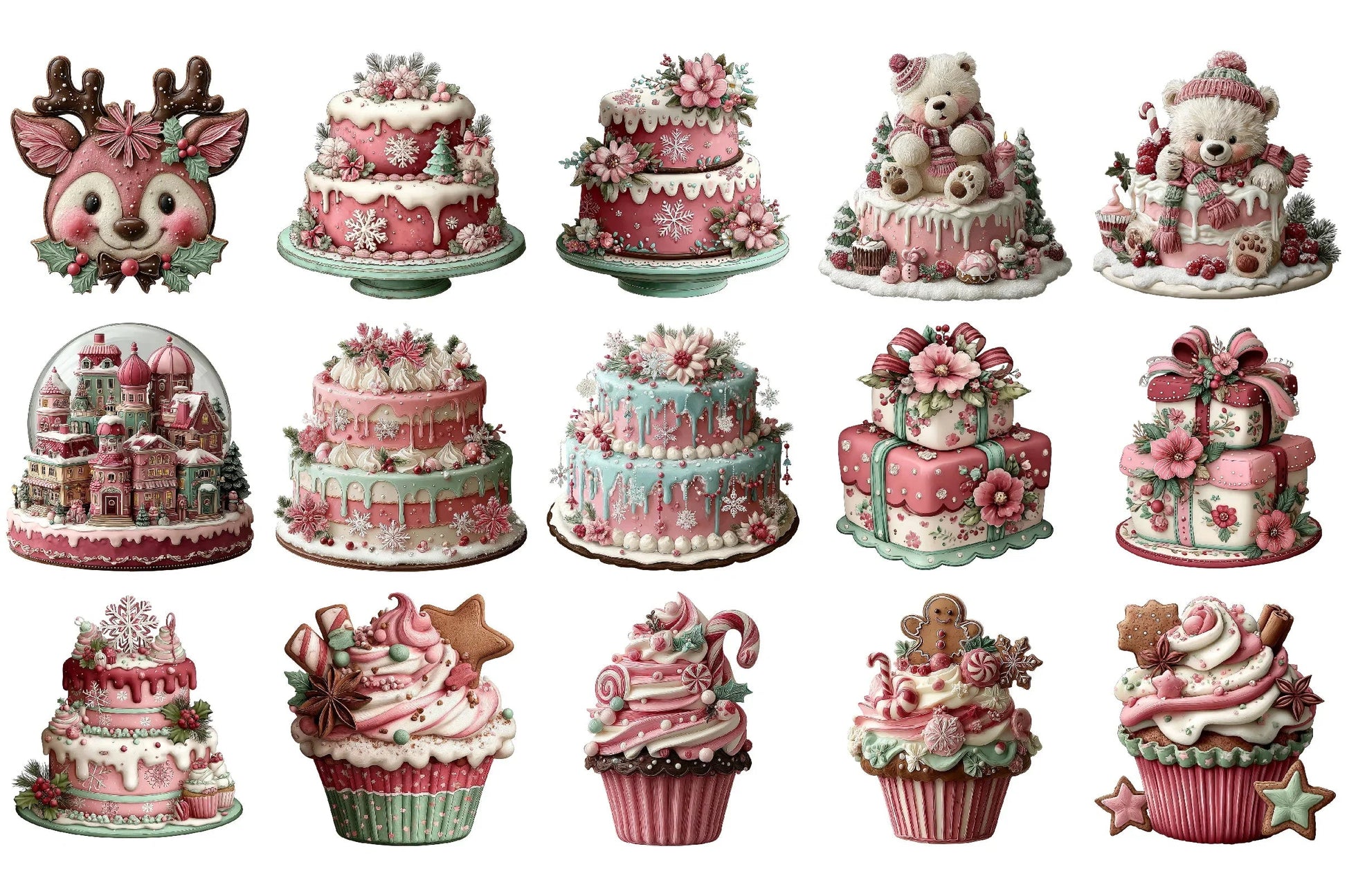 Winter Holiday Cake Clipart Bundle - CraftNest - Digital Crafting and Art