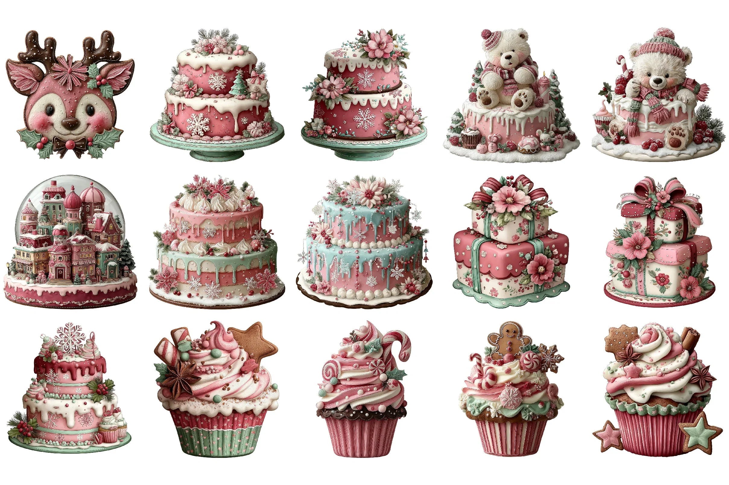 Winter Holiday Cake Clipart Bundle - CraftNest - Digital Crafting and Art