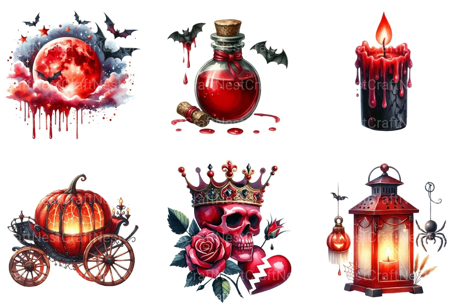 Red Halloween Clipart Bundle 2 - CraftNest - Digital Crafting and Art