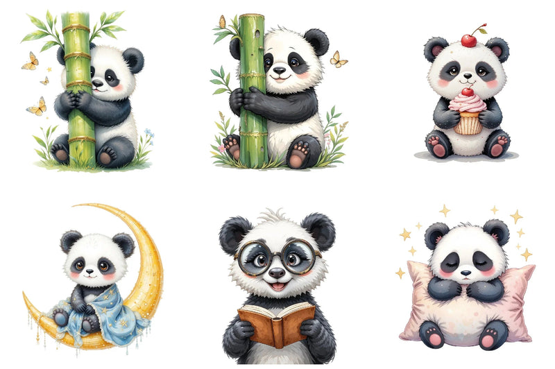 Cute Panda Clipart Bundle - CraftNest - Digital Crafting and Art