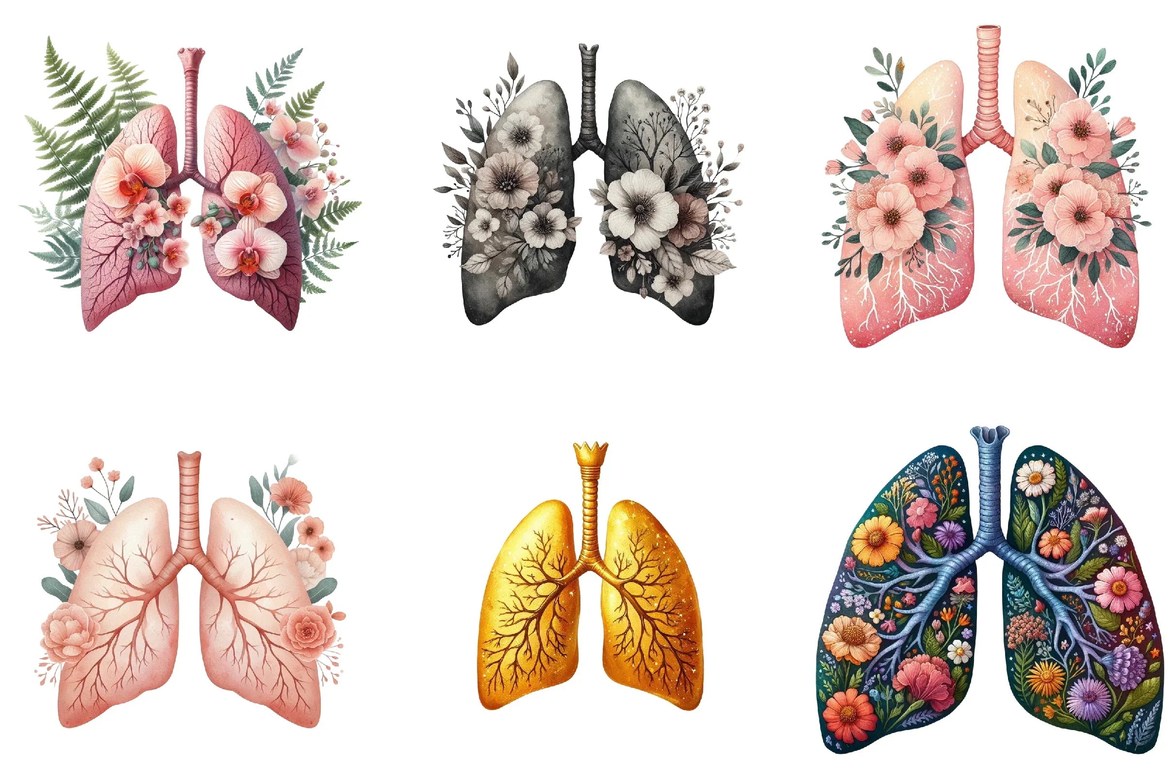 Floral Lung Clipart Bundle - CraftNest - Digital Crafting and Art