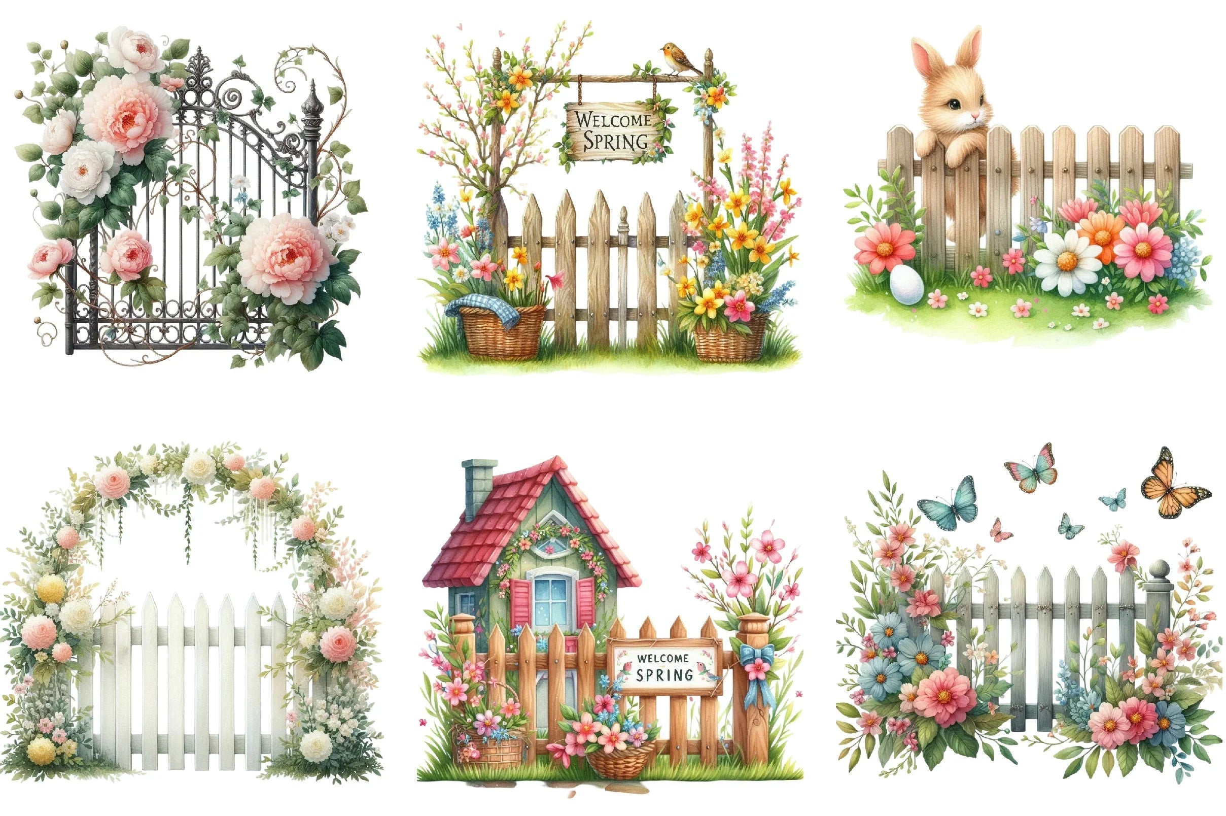 Spring Fences Clipart Bundle - CraftNest - Digital Crafting and Art