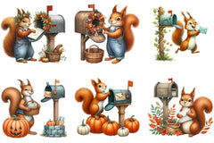 Autumn Squirrel Mailbox Clipart Bundle - CraftNest - Digital Crafting and Art