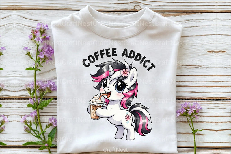 Coffee Addict Cute Horse Clipart Bundle - CraftNest - Digital Crafting and Art