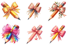 Colorful Coquette Pencil School Clipart Bundle - CraftNest - Digital Crafting and Art