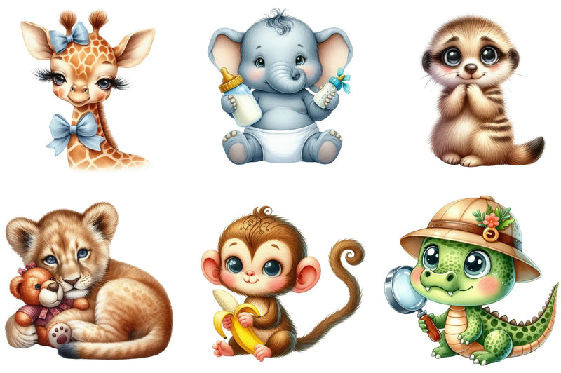 Baby Safari Animals Clipart Bundle - CraftNest - Digital Crafting and Art