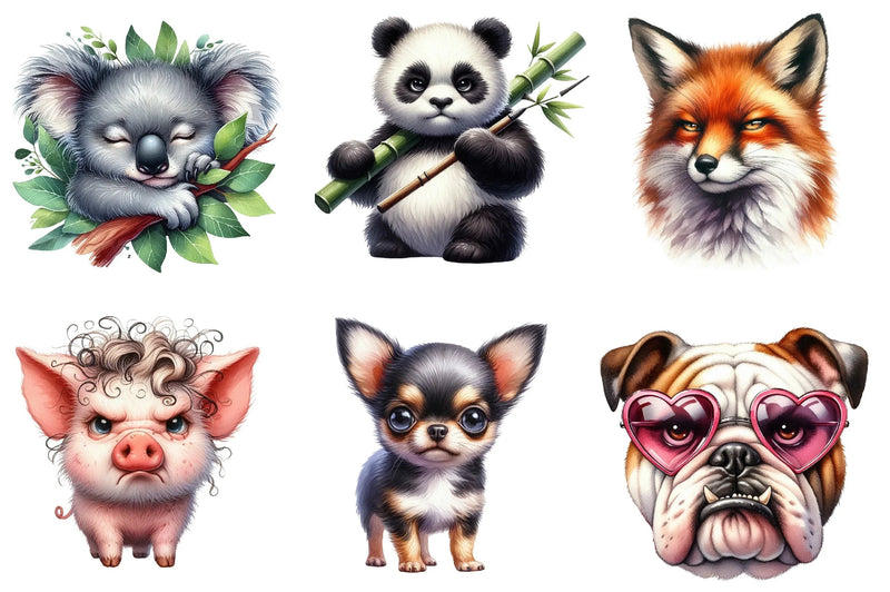 Grumpy Animals Clipart Bundle - CraftNest - Digital Crafting and Art