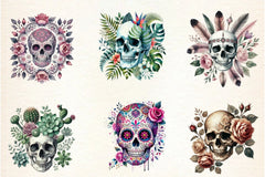 Skull Floral Clipart Bundle - CraftNest - Digital Crafting and Art