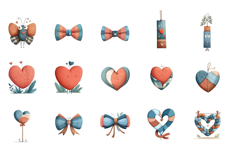 Glitter Plaid Valentine Clipart Bundle - CraftNest - Digital Crafting and Art