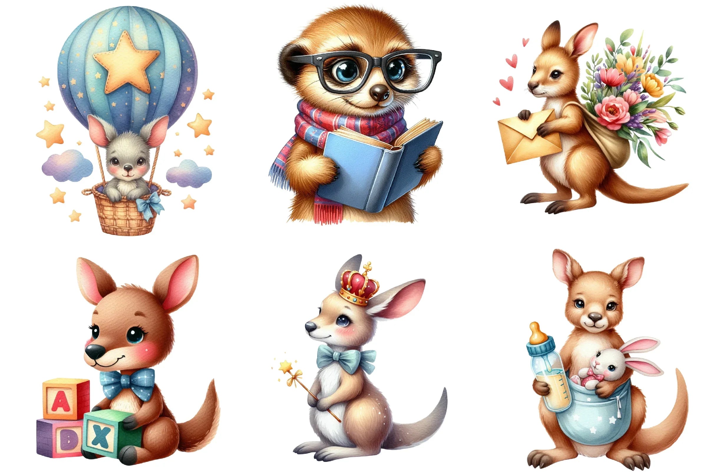 Cute Kangaroo Clipart Bundle - CraftNest - Digital Crafting and Art