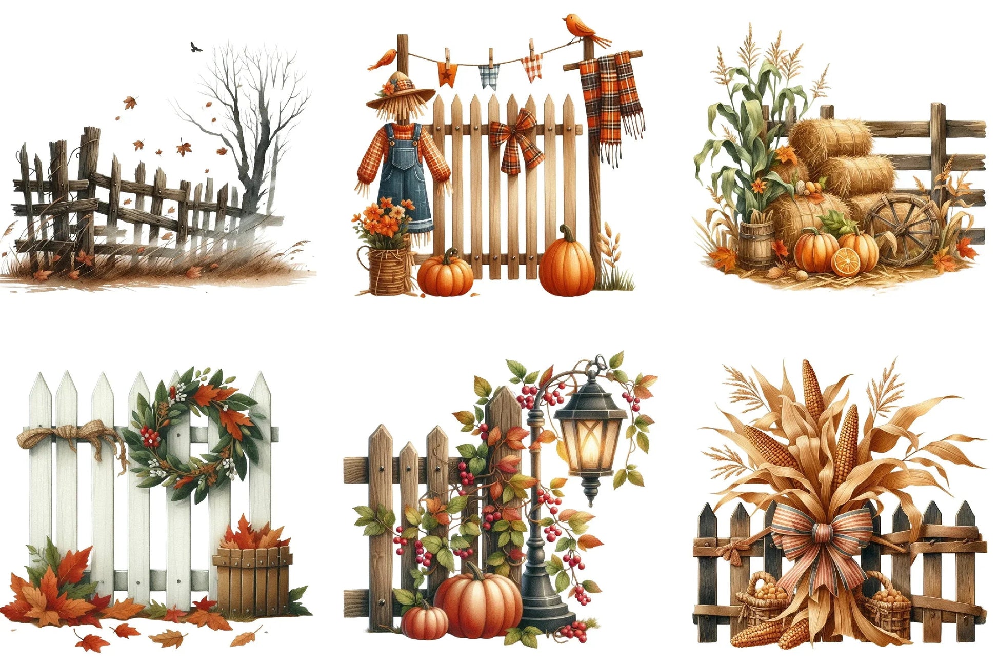 Autumn Fence Clipart Bundle - CraftNest - Digital Crafting and Art