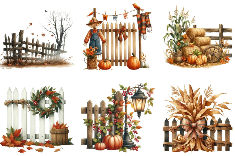 Autumn Fence Clipart Bundle - CraftNest - Digital Crafting and Art