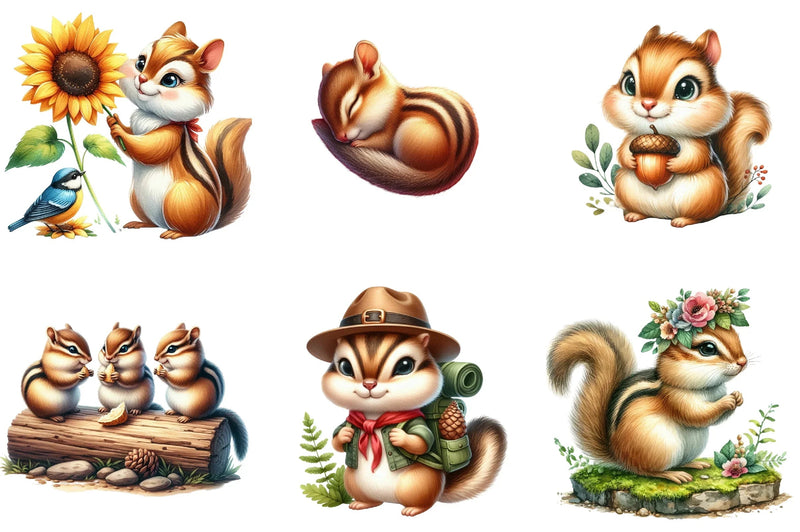 Chipmunk Cute Forest Animal Clipart Bundle - CraftNest - Digital Crafting and Art