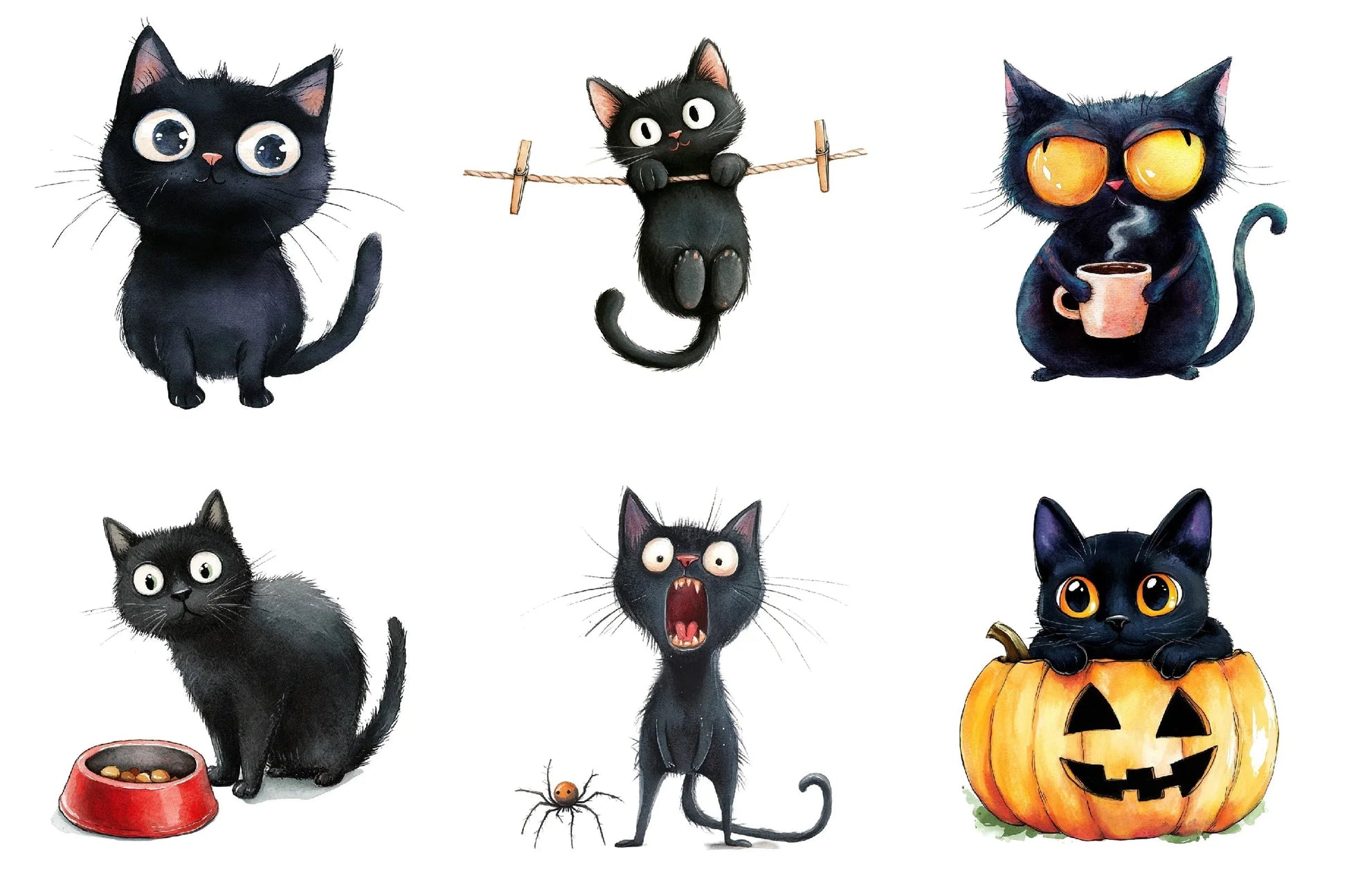 Funny Black Cat Clipart Bundle - CraftNest - Digital Crafting and Art