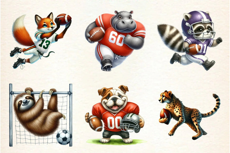 American Football Animal Clipart Bundle - CraftNest - Digital Crafting and Art