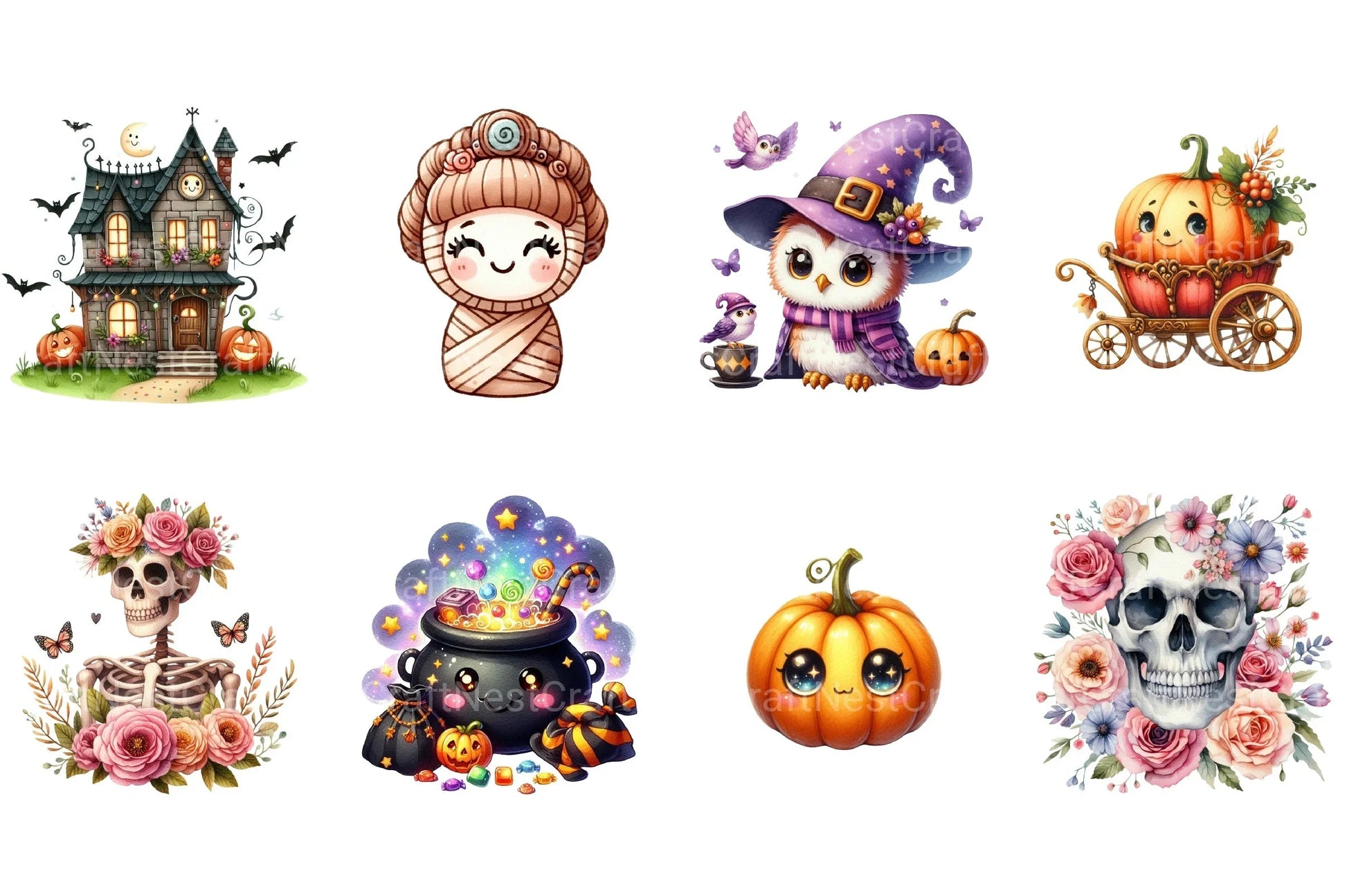 Spooky Cute Halloween Clipart Bundle 2 - CraftNest - Digital Crafting and Art