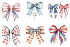 Coquette Bow USA Flag Sticker Clipart Bundle - CraftNest - Digital Crafting and Art