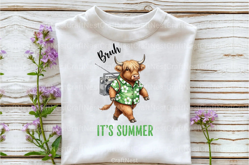 Summer Highland Cow Clipart Bundle 9 - CraftNest - Digital Crafting and Art