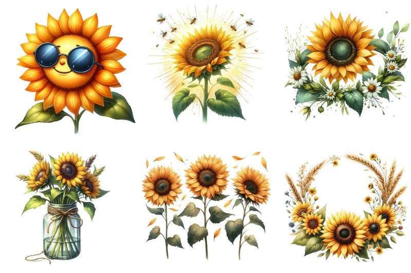 Summer Sunflower Clipart Bundle - CraftNest - Digital Crafting and Art