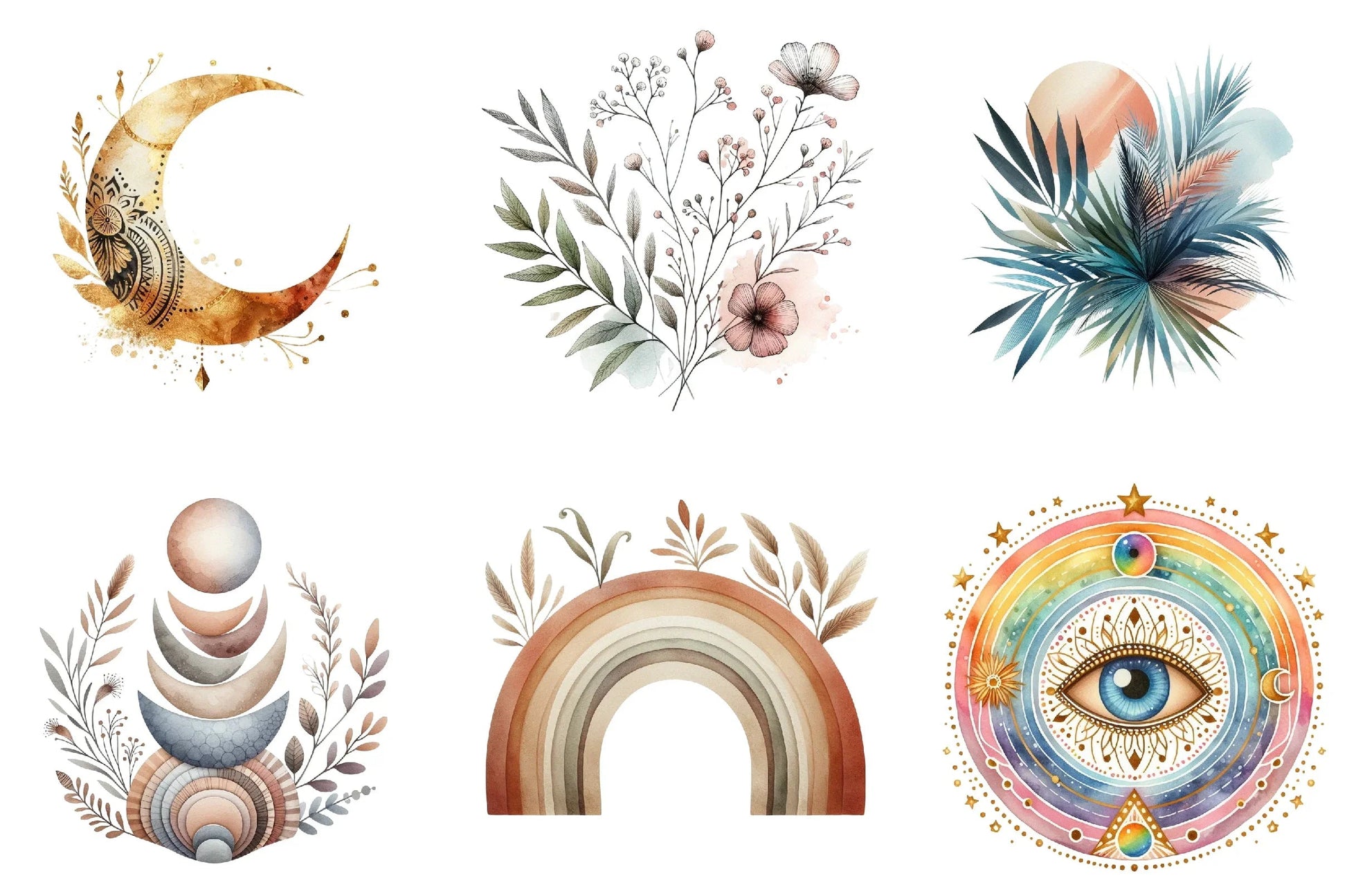 Modern Abstract Boho Art Clipart Bundle - CraftNest - Digital Crafting and Art