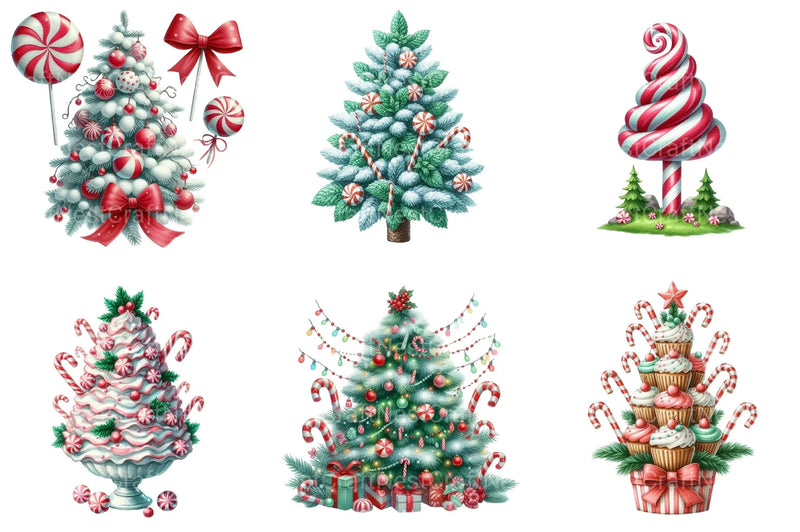 Peppermint Christmas Trees Clipart Bundle - CraftNest - Digital Crafting and Art