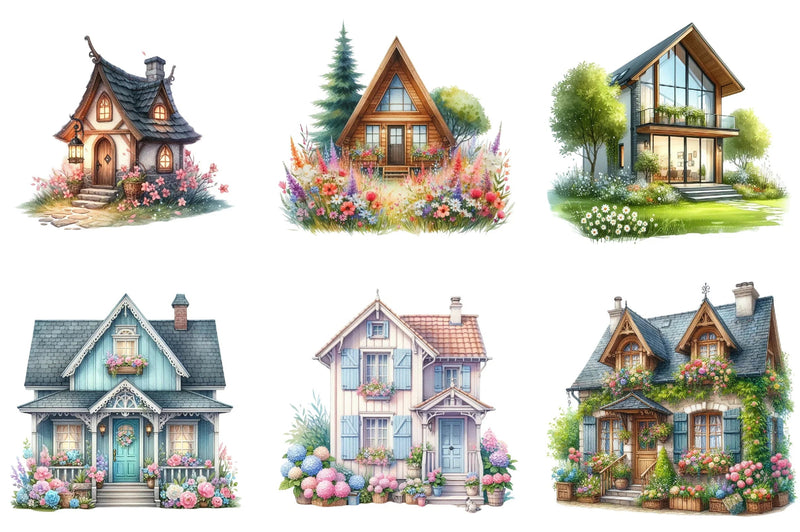 Spring House Clipart Bundle - CraftNest - Digital Crafting and Art