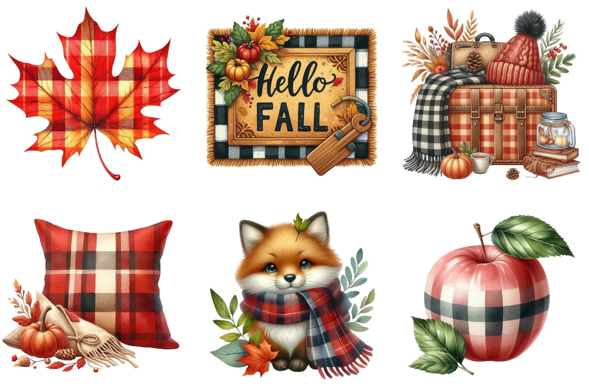 Plaid Autumn Clipart Bundle - CraftNest - Digital Crafting and Art