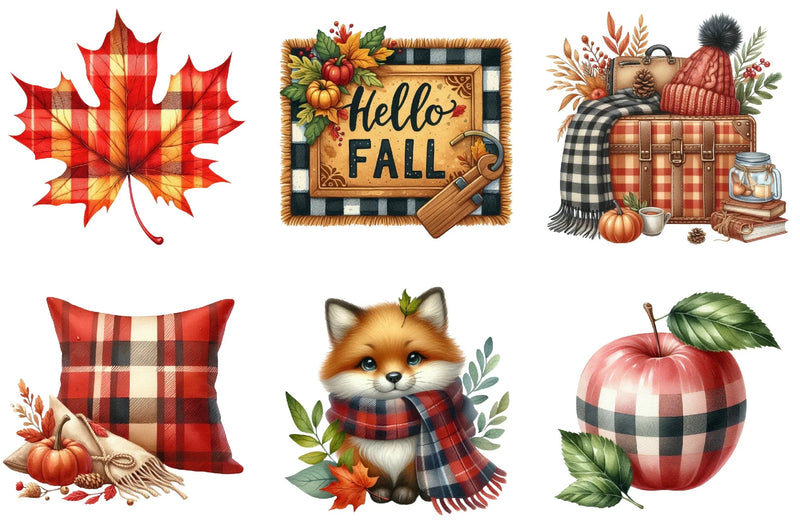 Plaid Autumn Clipart Bundle - CraftNest - Digital Crafting and Art
