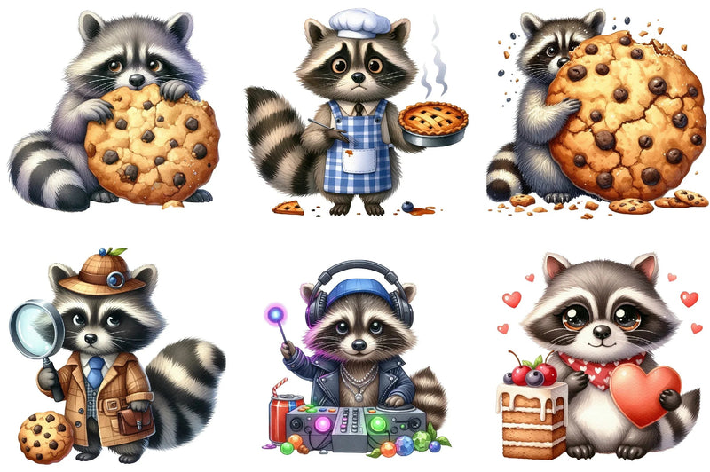 Funny Raccoon Clipart Bundle - CraftNest - Digital Crafting and Art