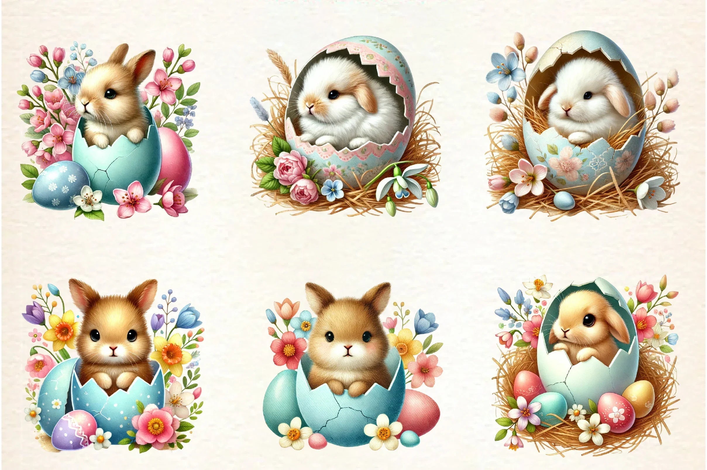 Cute Easter Bunny Clipart Bundle - CraftNest - Digital Crafting and Art