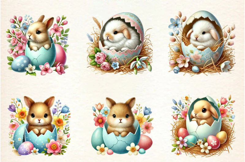 Cute Easter Bunny Clipart Bundle - CraftNest - Digital Crafting and Art