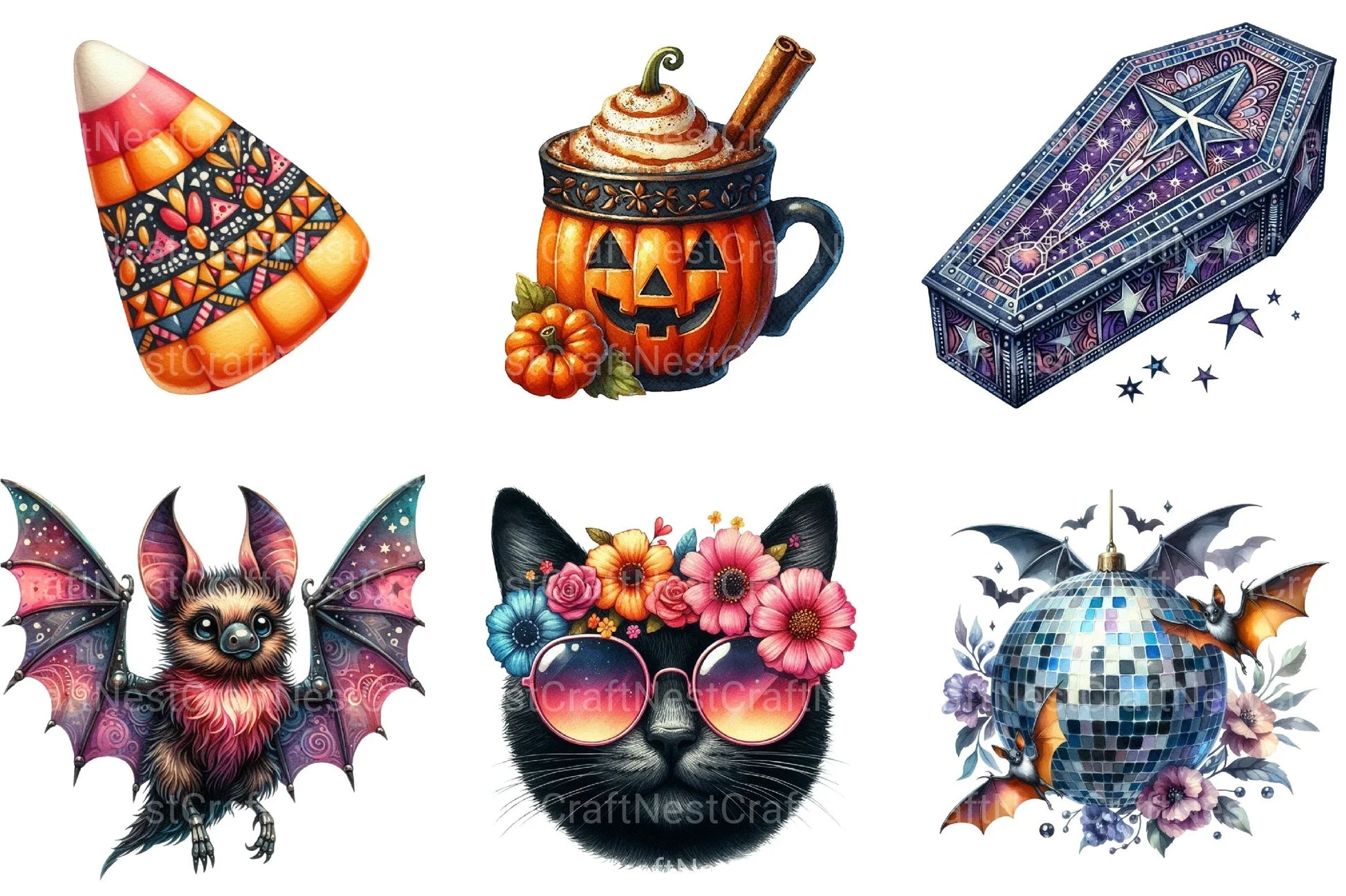Retro Halloween Clipart Bundle 2 - CraftNest - Digital Crafting and Art