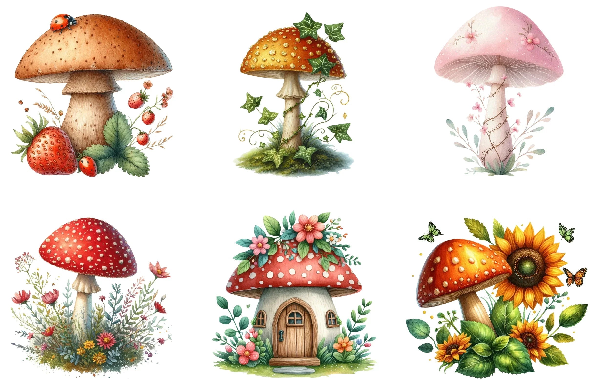 Summer Mushroom Clipart Bundle - CraftNest - Digital Crafting and Art