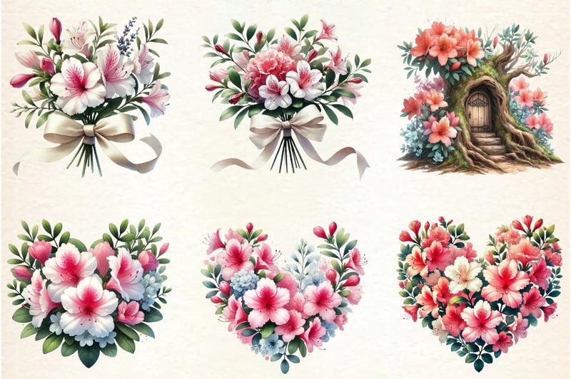Spring Azalea Flower Clipart Bundle - CraftNest - Digital Crafting and Art