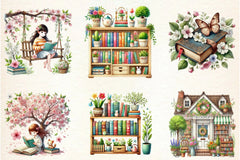 Spring Book Lover Clipart Bundle - CraftNest - Digital Crafting and Art
