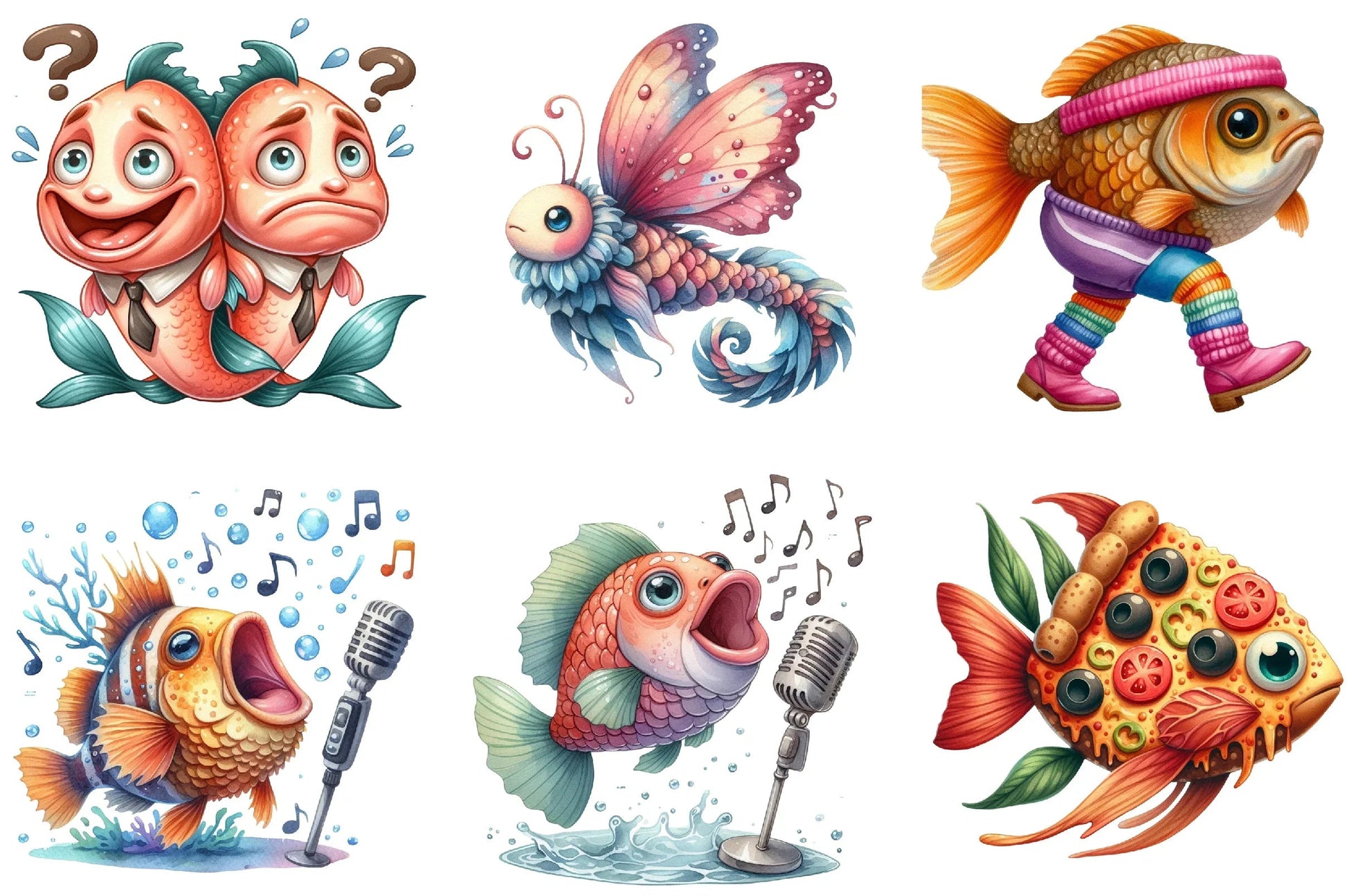 Quirky Whimsical Fishes Clipart Bundle - CraftNest - Digital Crafting and Art