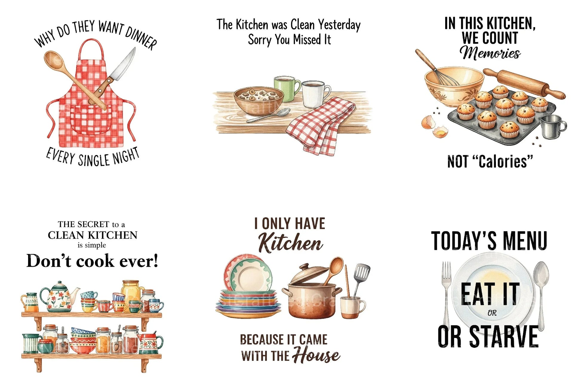 Funny Kitchen Towel Clipart Bundle 14 - CraftNest - Digital Crafting and Art
