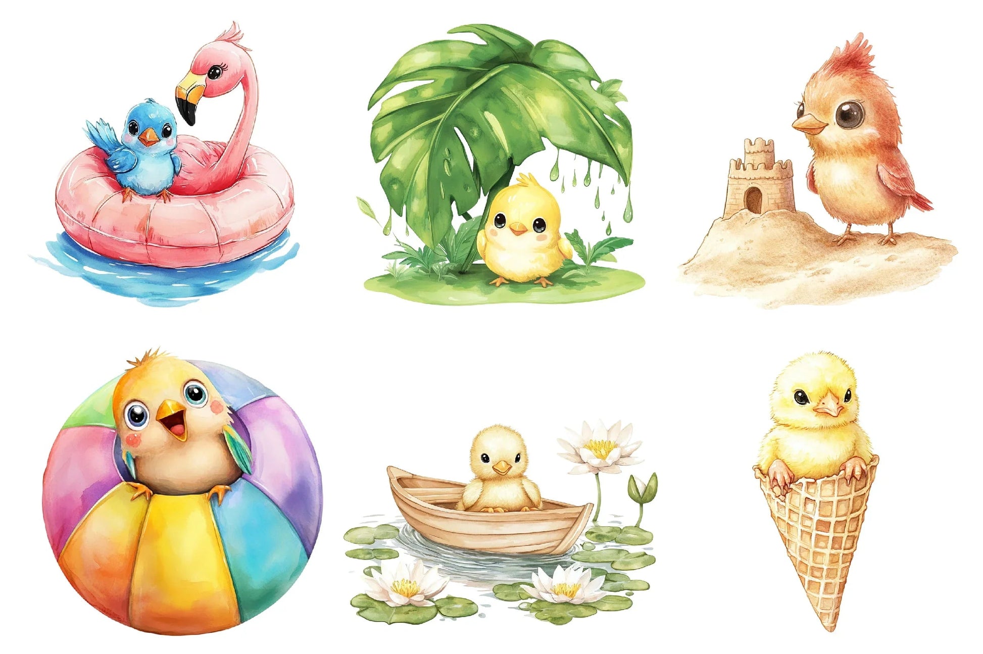 Summer Baby Birds Clipart Bundle - CraftNest - Digital Crafting and Art