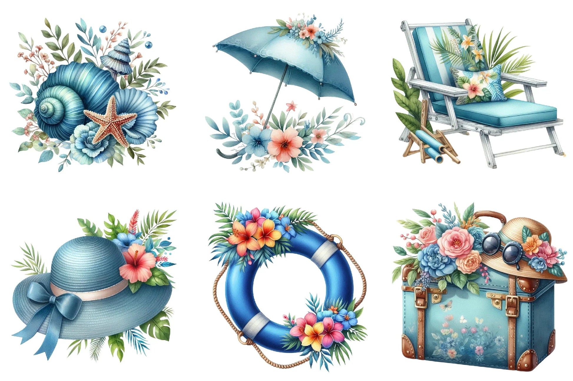 Blue Summer Clipart Bundle - CraftNest - Digital Crafting and Art