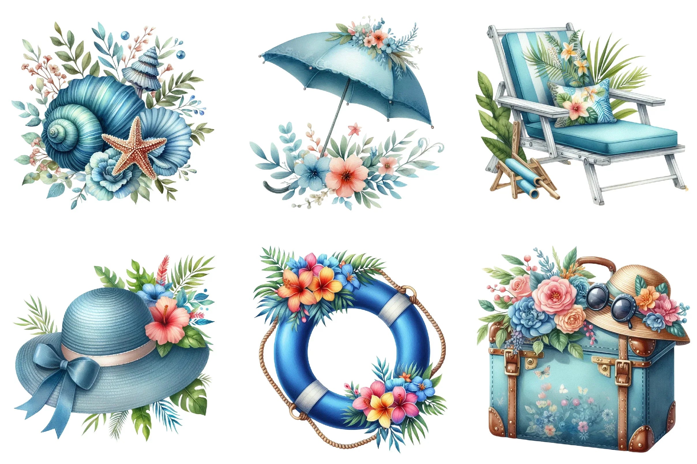 Blue Summer Clipart Bundle - CraftNest - Digital Crafting and Art