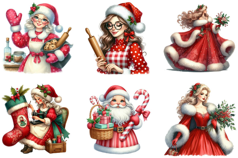 Christmas Mrs. Claus Clipart Bundle - CraftNest - Digital Crafting and Art