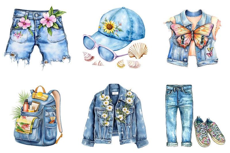 Summer Denim Clipart Bundle - CraftNest - Digital Crafting and Art