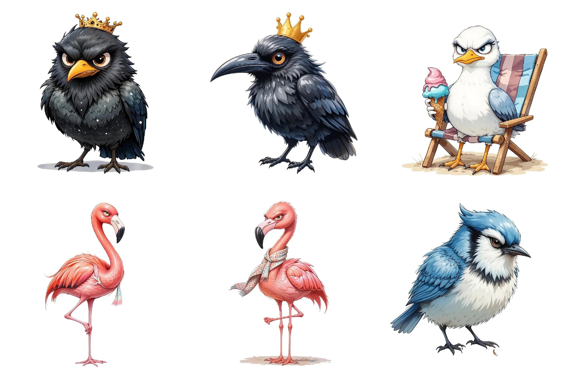 Funny Grumpy Birds Clipart Bundle - CraftNest - Digital Crafting and Art